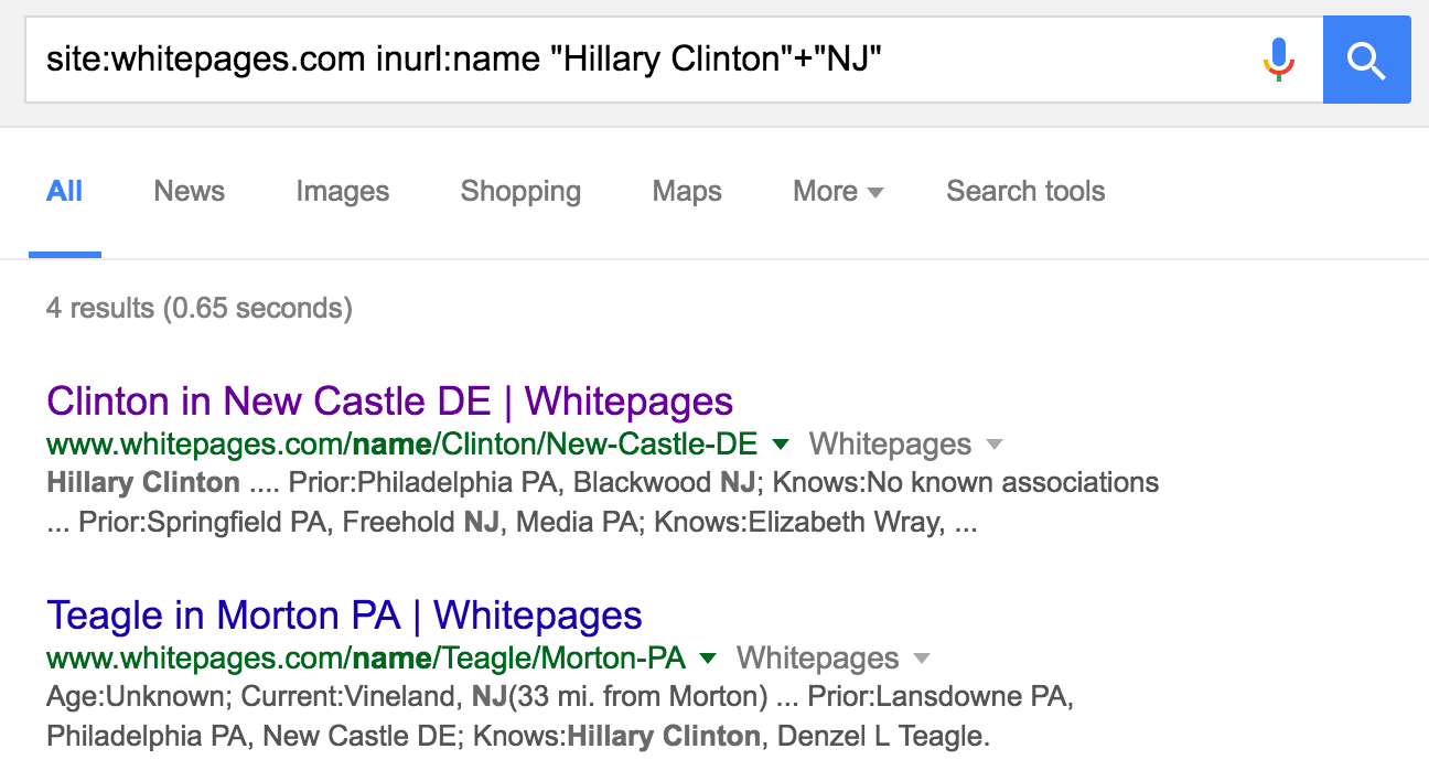 site whitepages inurl name hillary